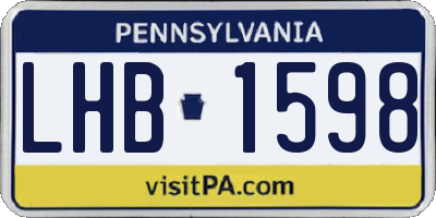 PA license plate LHB1598