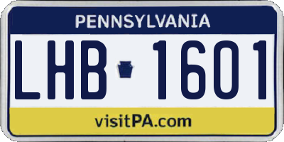 PA license plate LHB1601