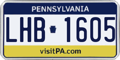 PA license plate LHB1605