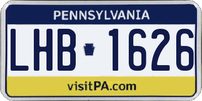 PA license plate LHB1626