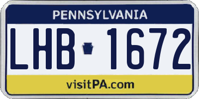 PA license plate LHB1672