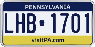 PA license plate LHB1701