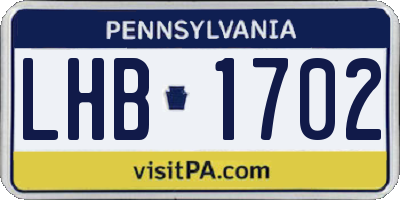 PA license plate LHB1702