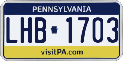 PA license plate LHB1703