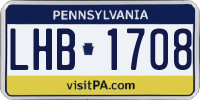 PA license plate LHB1708