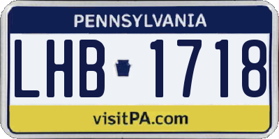 PA license plate LHB1718
