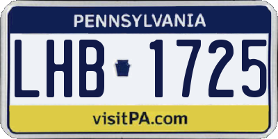 PA license plate LHB1725