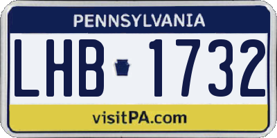 PA license plate LHB1732