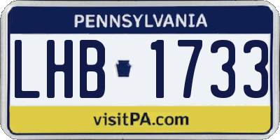 PA license plate LHB1733