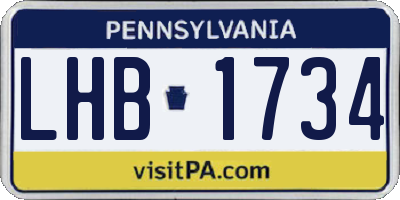 PA license plate LHB1734