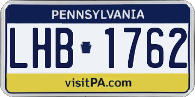 PA license plate LHB1762