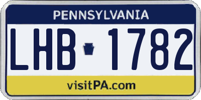 PA license plate LHB1782