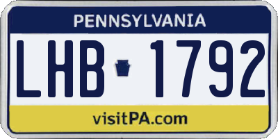 PA license plate LHB1792