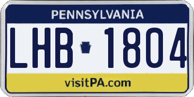 PA license plate LHB1804