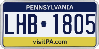 PA license plate LHB1805