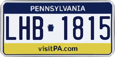 PA license plate LHB1815