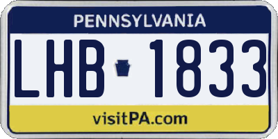 PA license plate LHB1833