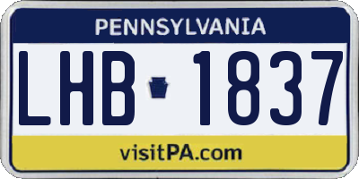 PA license plate LHB1837