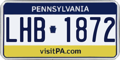 PA license plate LHB1872