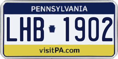 PA license plate LHB1902