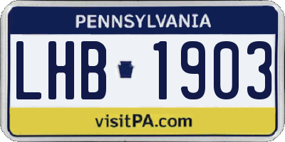 PA license plate LHB1903