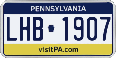 PA license plate LHB1907