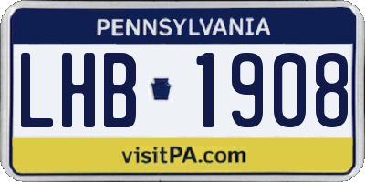 PA license plate LHB1908