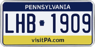 PA license plate LHB1909