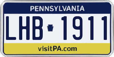 PA license plate LHB1911