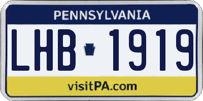 PA license plate LHB1919