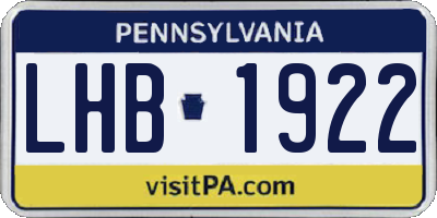 PA license plate LHB1922
