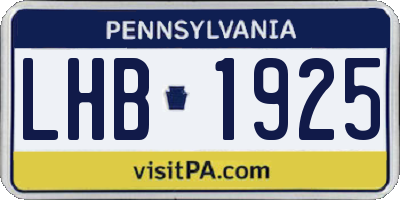 PA license plate LHB1925