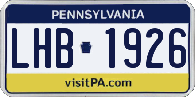 PA license plate LHB1926