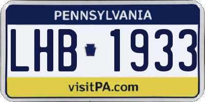 PA license plate LHB1933