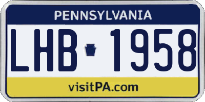 PA license plate LHB1958