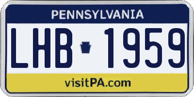 PA license plate LHB1959