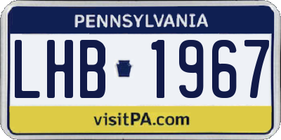 PA license plate LHB1967