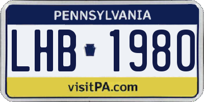 PA license plate LHB1980