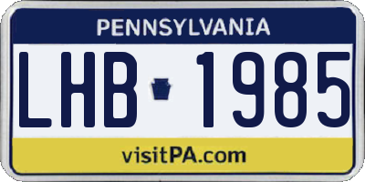PA license plate LHB1985