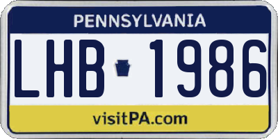 PA license plate LHB1986