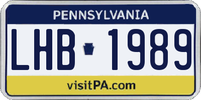PA license plate LHB1989