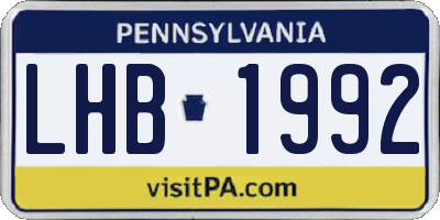 PA license plate LHB1992