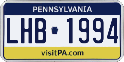 PA license plate LHB1994