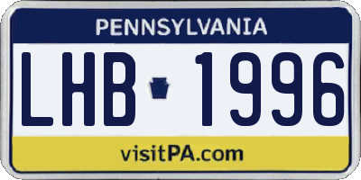 PA license plate LHB1996