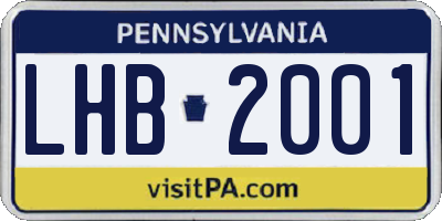 PA license plate LHB2001