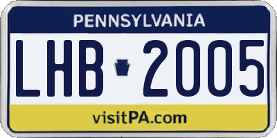 PA license plate LHB2005