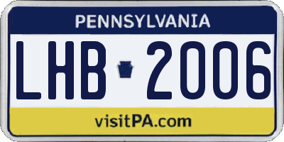 PA license plate LHB2006