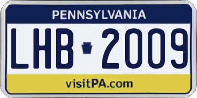 PA license plate LHB2009