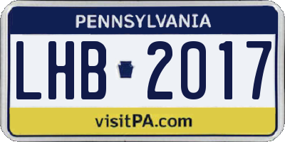 PA license plate LHB2017