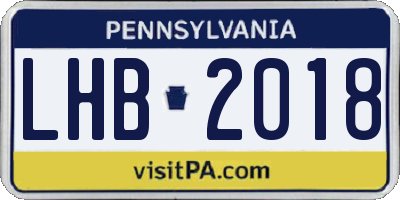 PA license plate LHB2018